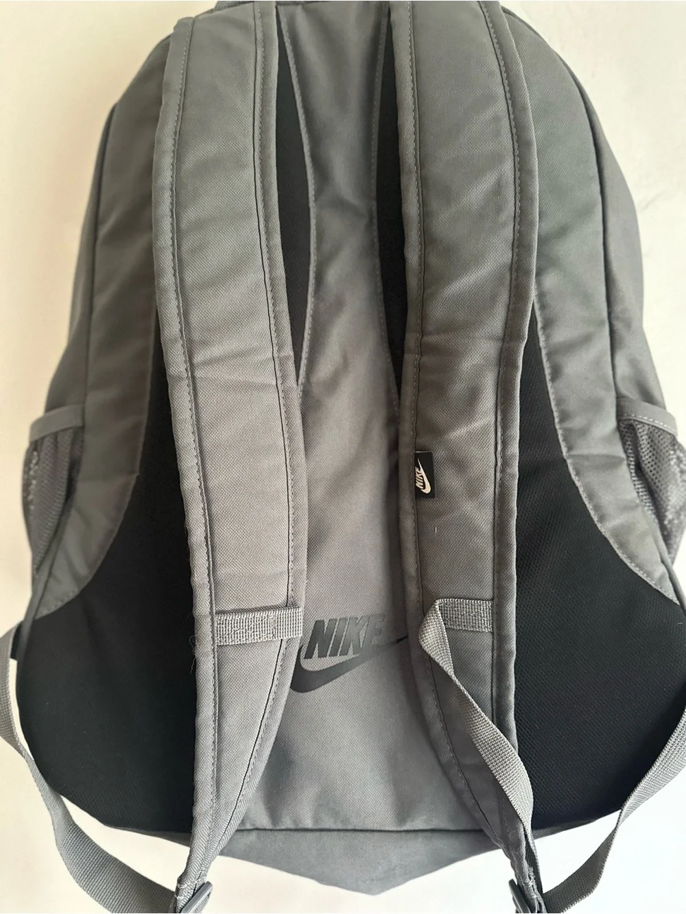 Nike Backpack Gray Black Large Swoosh Logo School Laptop Book Bag